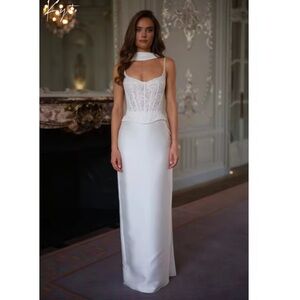 White Bridal Gown with Lace Corset Bodice